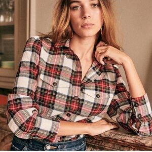 SÉZANE chemise camelia wool blend plaid shirt
